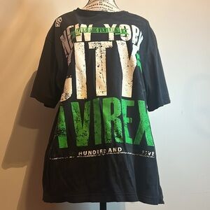 Avirex Black and Green New York City Men's T-Shirt